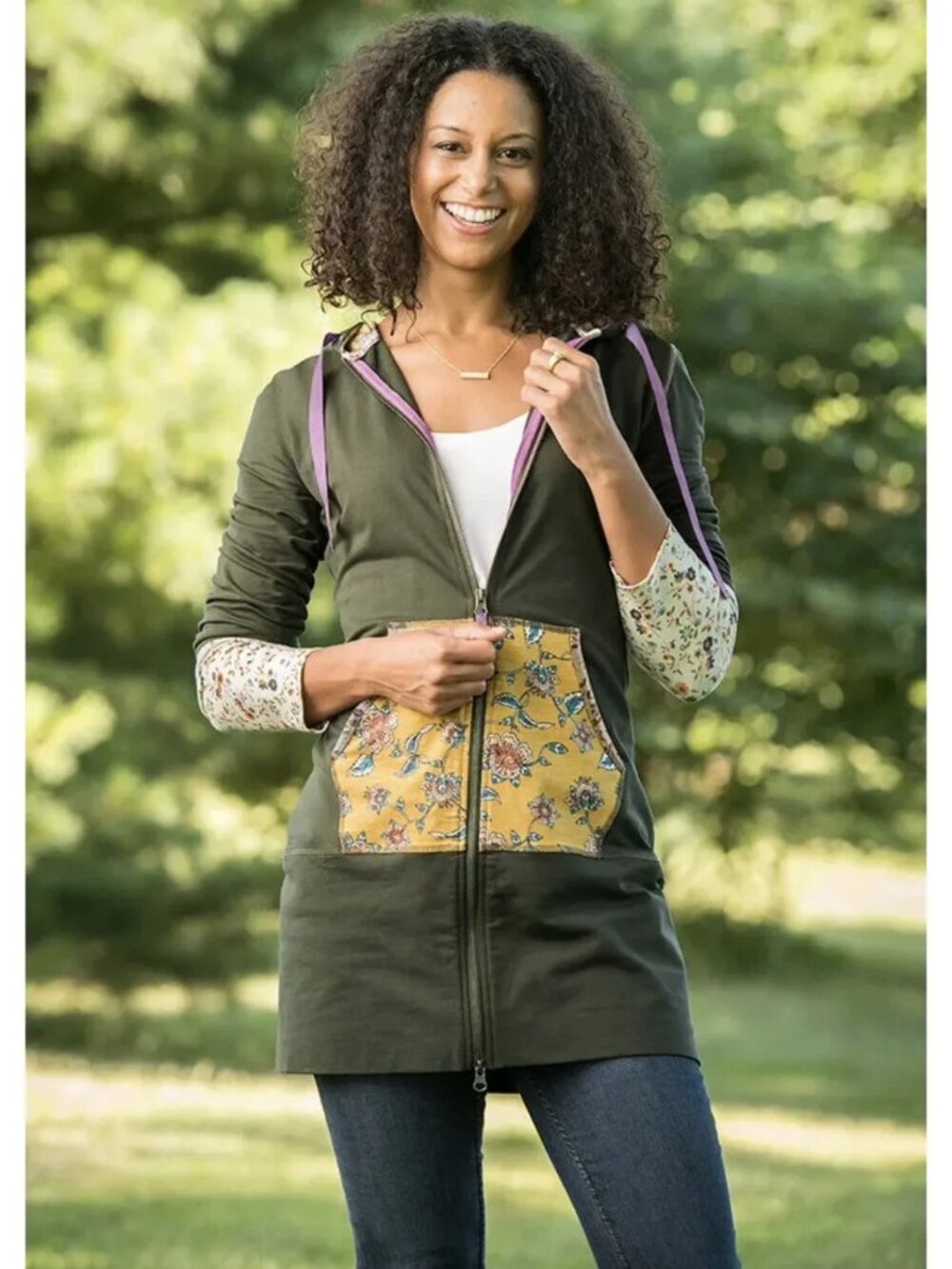 Matilda Jane sz Small Patches of Light Green Zip-Up Hoodie - Picture 1 of 6